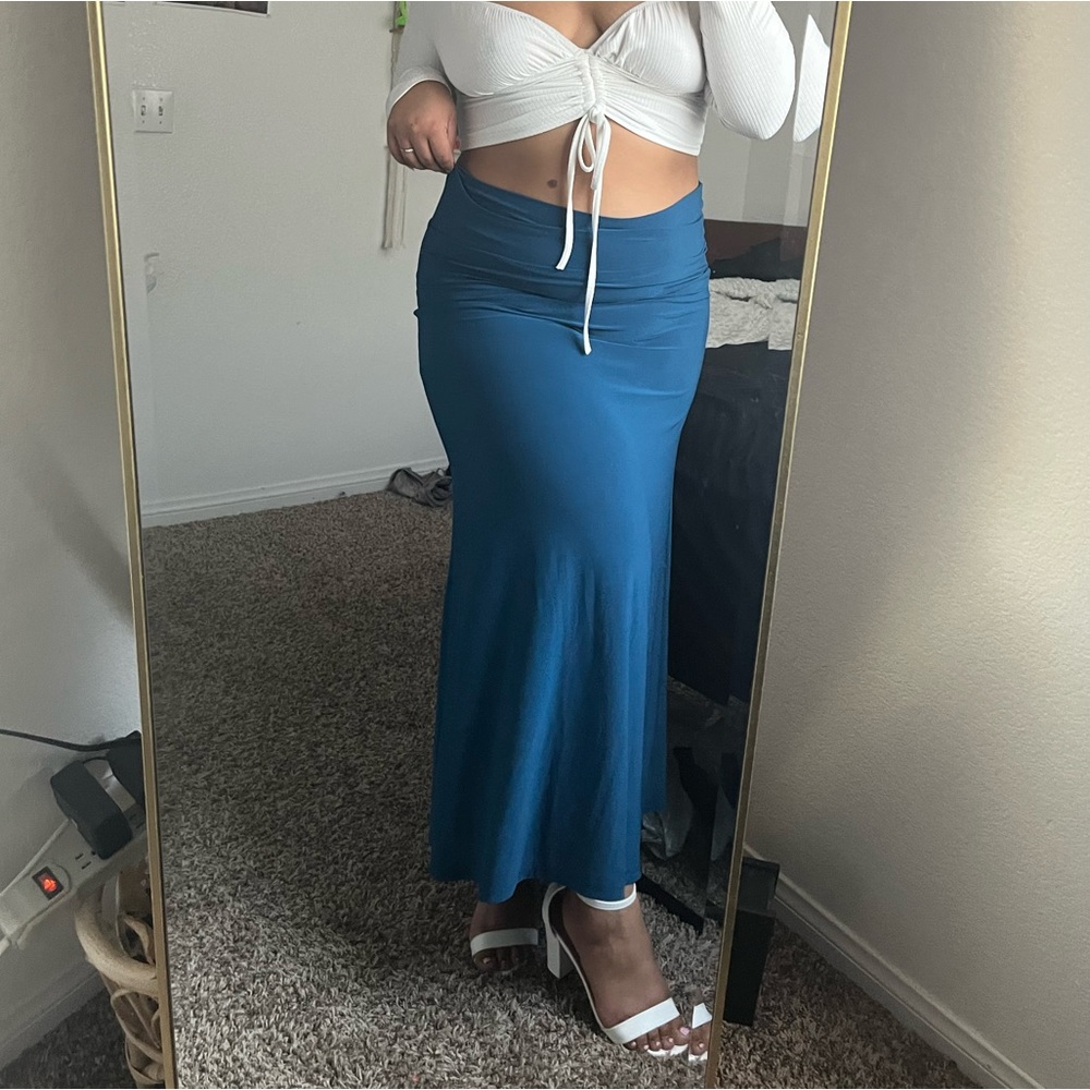 Long blue skirt